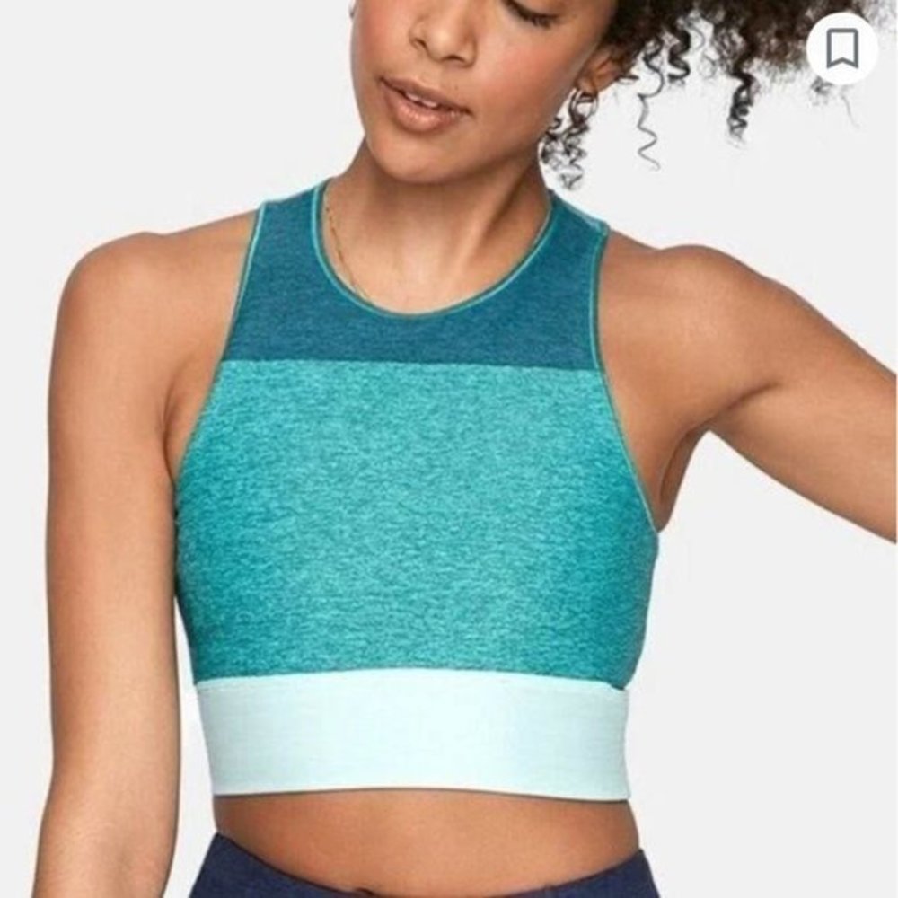 Outdoor Voices‎ Slashback Crop Top Blue Green
